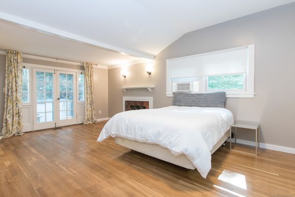 Bedroom, Fireplace, Interior, Wood Texture Flooring