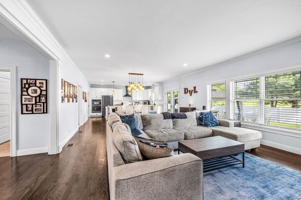 Interior, Kitchen, Living room, Pendant Lights, Recessed Lighting, Stainless Steel Appliances, Wood Texture Flooring