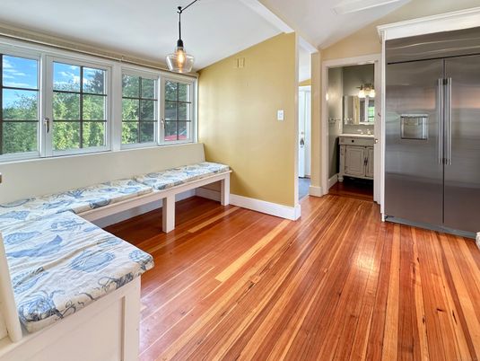 Interior, Kitchen, Pendant Lights, Stainless Steel Appliances, Wood Texture Flooring
