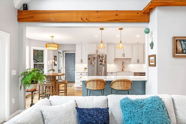 Interior, Kitchen, Living room, Pendant Lights, Recessed Lighting, Stainless Steel Appliances, Wood Texture Flooring