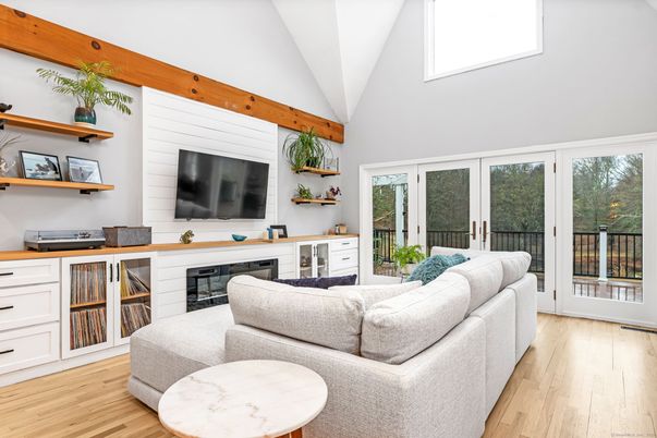 Fireplace, Interior, Living room, Wooden Beams, Wood Texture Flooring