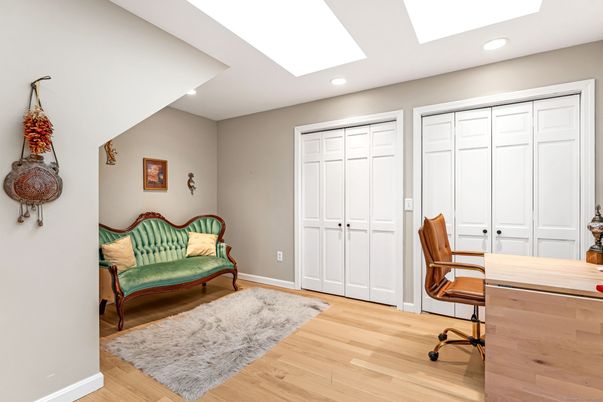 Home Office, Interior, Recessed Lighting, Wood Texture Flooring