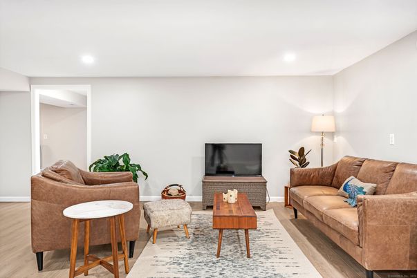 Interior, Living room, Recessed Lighting, Wood Texture Flooring