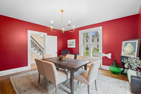 Chandelier, Dining room, Interior, Wood Texture Flooring