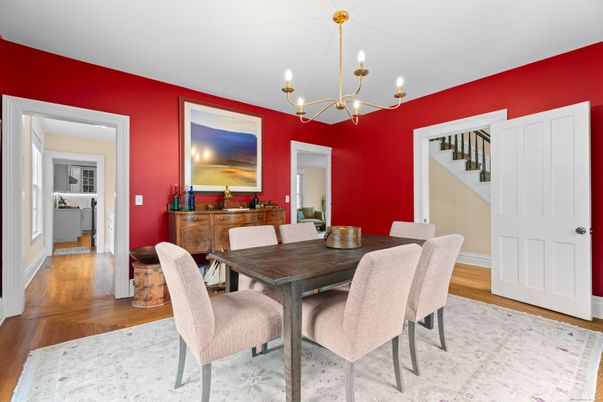 Chandelier, Dining room, Interior, Wood Texture Flooring