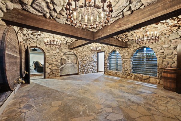 Chandelier, Interior, Stone Walls