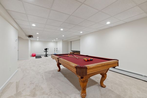 Billiard Table, Fitness Equipment, Game Room, Interior, Recessed Lighting