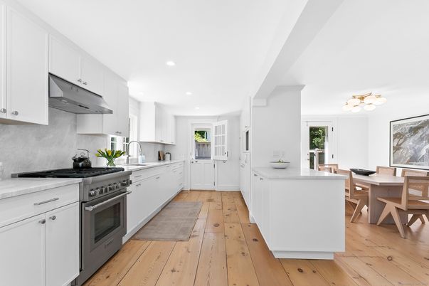Dining room, Interior, Kitchen, Recessed Lighting, Wood Texture Flooring
