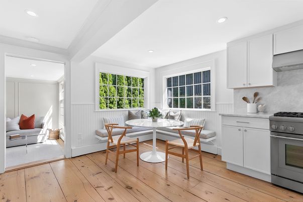 Dining room, Interior, Kitchen, Living room, Recessed Lighting, Wood Texture Flooring