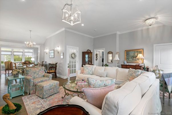 Chandelier, Dining room, Interior, Living room, Recessed Lighting, Wood Texture Flooring