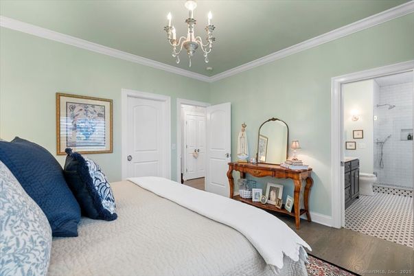 Bedroom, Chandelier, Interior, Wood Texture Flooring