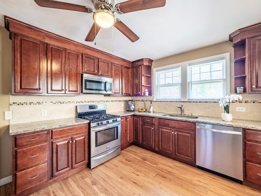 Interior, Kitchen, Stainless Steel Appliances, Wood Texture Flooring