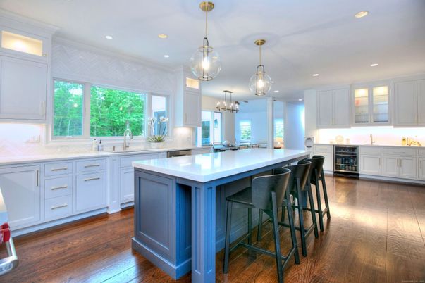 Interior, Kitchen, Pendant Lights, Recessed Lighting, Wood Texture Flooring