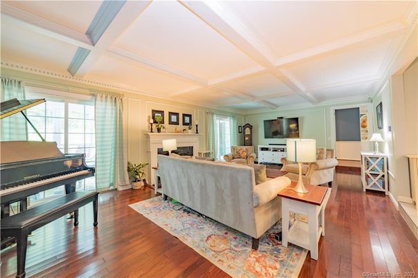 Fireplace, Interior, Living room, Piano, Wood Texture Flooring