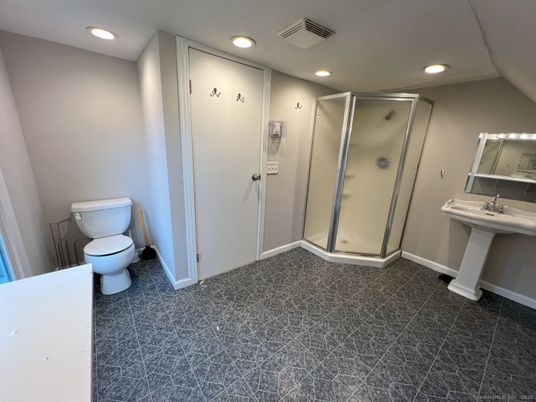 Bathroom, Glass Shower, Interior, Recessed Lighting