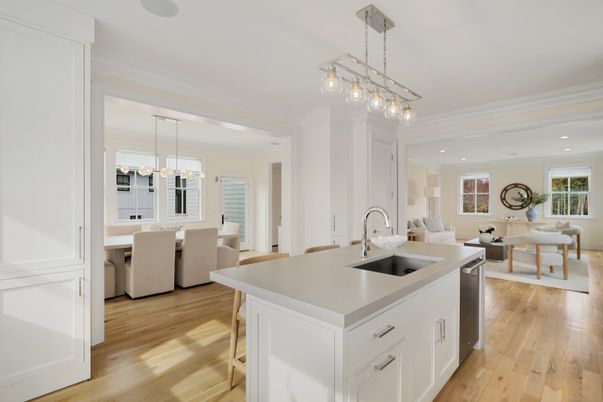 Dining room, Interior, Kitchen, Living room, Pendant Lights, Recessed Lighting, Wood Texture Flooring