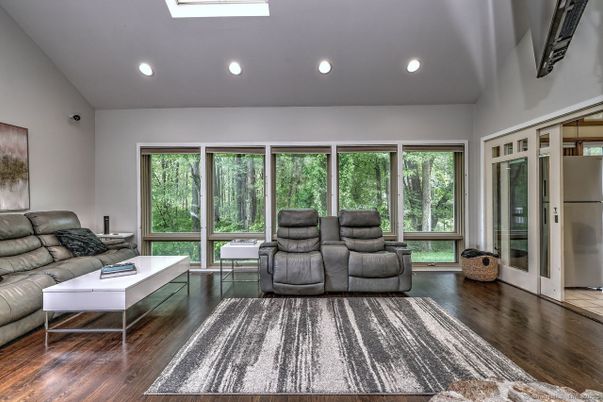 Interior, Living room, Recessed Lighting, Wood Texture Flooring