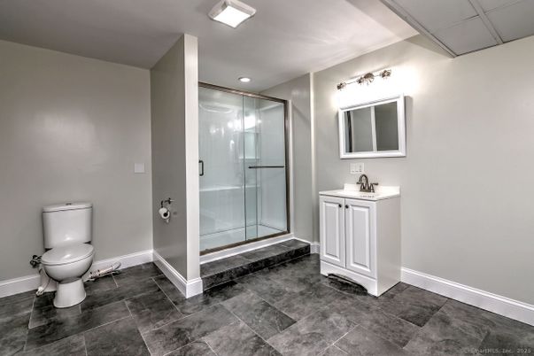 Bathroom, Glass Shower, Interior, Recessed Lighting