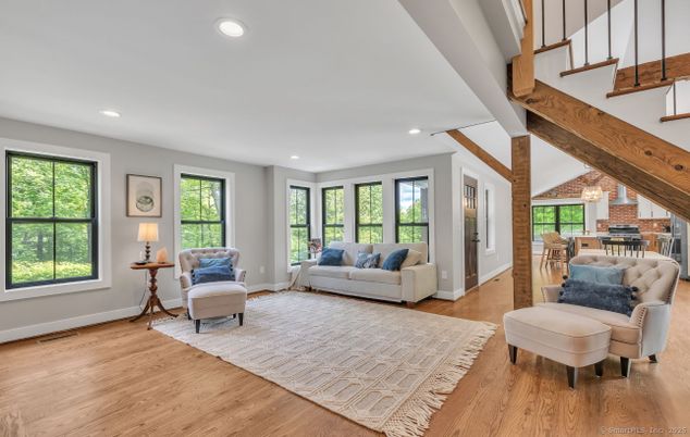 Chandelier, Dining room, Interior, Living room, Recessed Lighting, Wood Texture Flooring