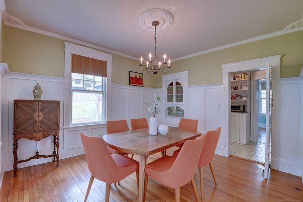 Chandelier, Dining room, Interior, Wood Texture Flooring