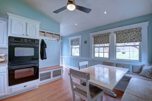 Dining room, Interior, Recessed Lighting, Wood Texture Flooring