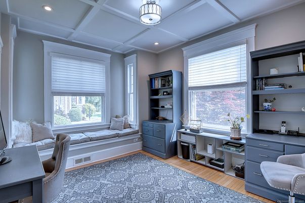 Home Office, Interior, Recessed Lighting, Wood Texture Flooring