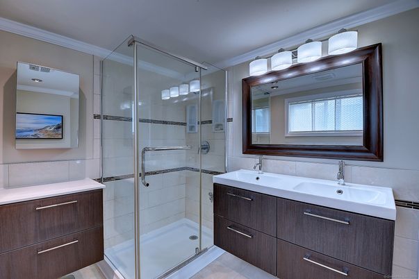 Bathroom, Dual Sink Vanities, Glass Shower, Interior