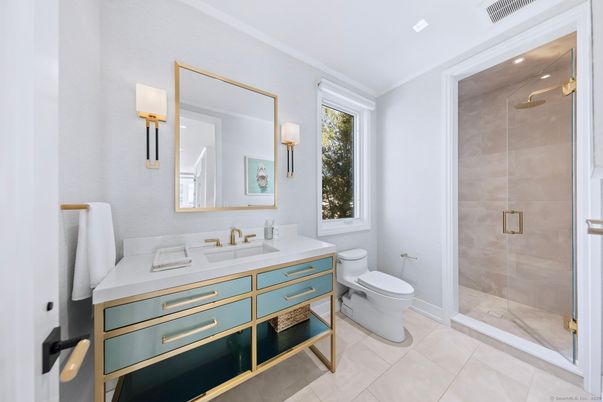 Bathroom, Glass Shower, Interior, Recessed Lighting