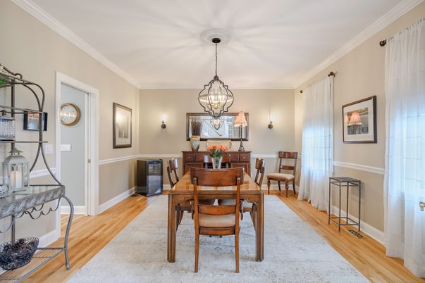Chandelier, Dining room, Interior, Pendant Lights, Wood Texture Flooring