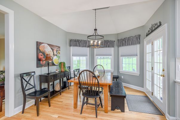 Chandelier, Dining room, Interior, Pendant Lights, Wood Texture Flooring