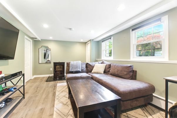 Interior, Living room, Recessed Lighting, Wood Texture Flooring