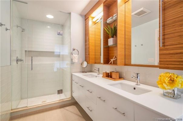 Bathroom, Dual Sink Vanities, Glass Shower, Interior, Recessed Lighting