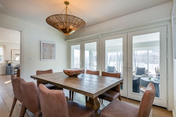 Chandelier, Dining room, Interior, Pendant Lights, Wood Texture Flooring
