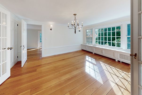 Empty room, Interior, Pendant Lights, Wood Texture Flooring