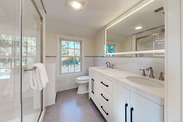 Bathroom, Dual Sink Vanities, Glass Shower, Interior