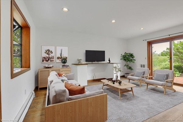 Interior, Living room, Recessed Lighting, Wood Texture Flooring