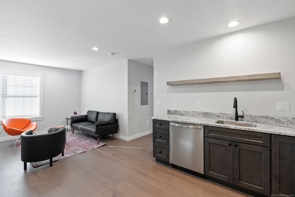 Interior, Kitchen, Living room, Recessed Lighting, Wood Texture Flooring
