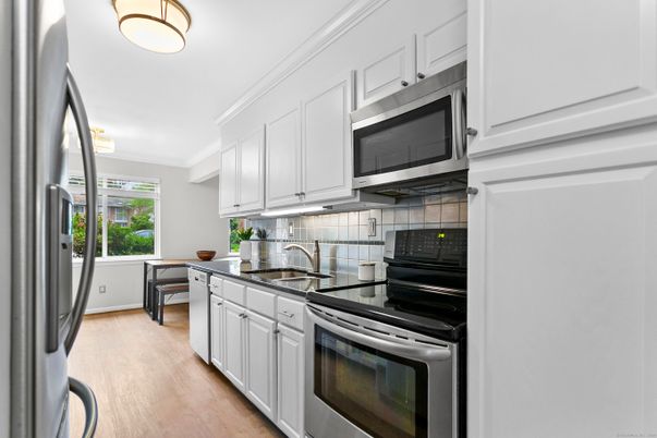Interior, Kitchen, Stainless Steel Appliances, Wood Texture Flooring
