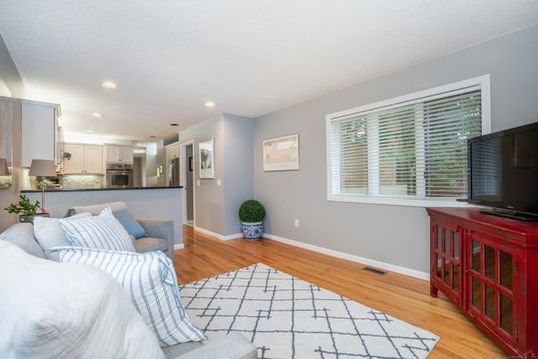 Interior, Kitchen, Living room, Recessed Lighting, Stainless Steel Appliances, Wood Texture Flooring