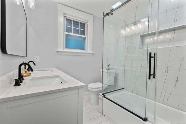 Bathroom, Glass Shower, Interior, Marble, Marble Walls