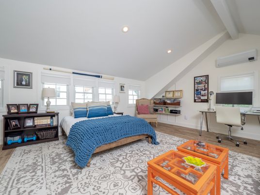 Bedroom, Home Office, Interior, Recessed Lighting, Wood Texture Flooring