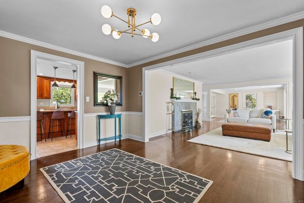 Interior, Kitchen, Living room, Pendant Lights, Wood Texture Flooring