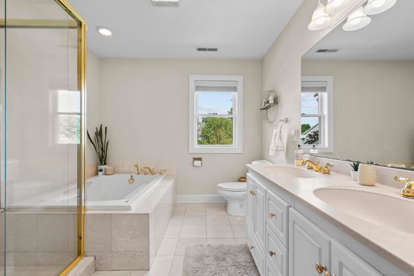 Bathroom, Dual Sink Vanities, Glass Shower, Interior, Recessed Lighting