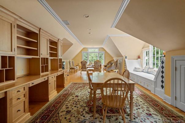 Dining room, Interior, Recessed Lighting, Wood Texture Flooring