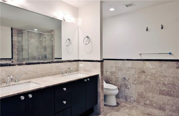 Bathroom, Dual Sink Vanities, Glass Shower, Interior, Recessed Lighting