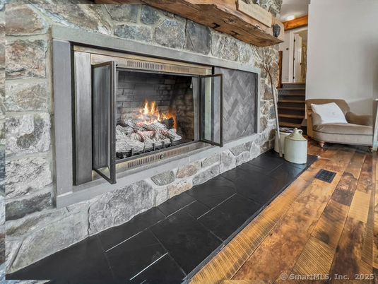 Fireplace, Interior, Stone Walls, Wood Texture Flooring