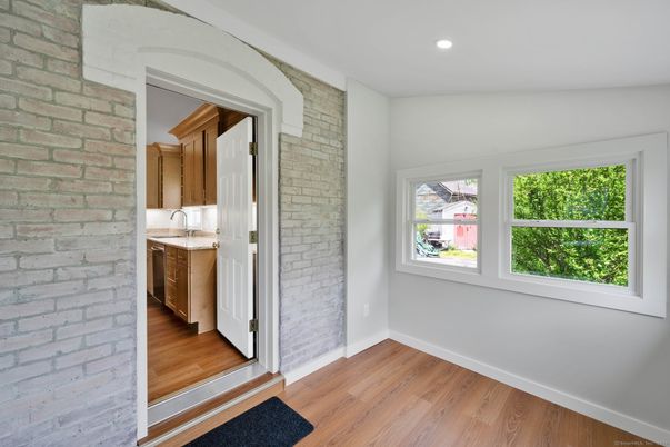 Interior, Recessed Lighting, Stone Walls, Wood Texture Flooring