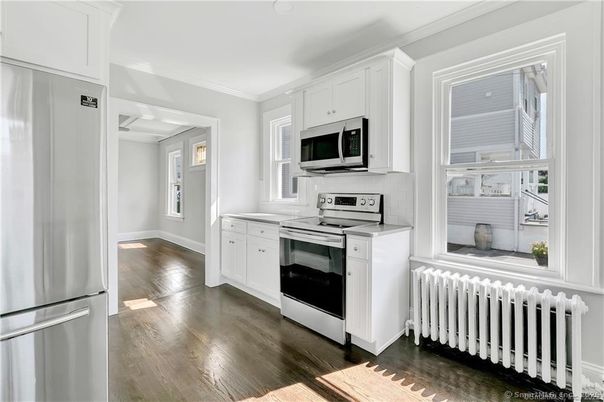 Interior, Kitchen, Stainless Steel Appliances, Wood Texture Flooring