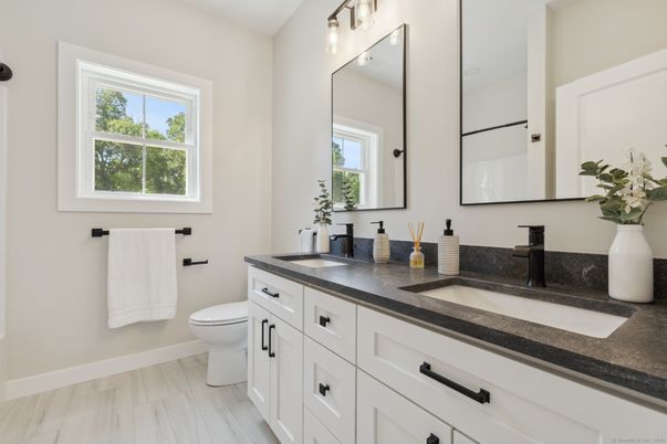 Bathroom, Dual Sink Vanities, Interior, Wood Texture Flooring