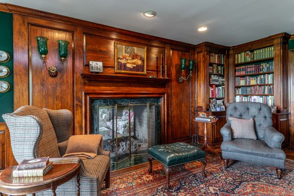 Fireplace, Interior, Recessed Lighting, Wooden Walls